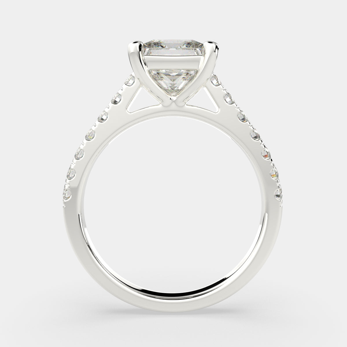 3.3 Carat VS1 D Lab Grown Diamond Pave Princess Ring