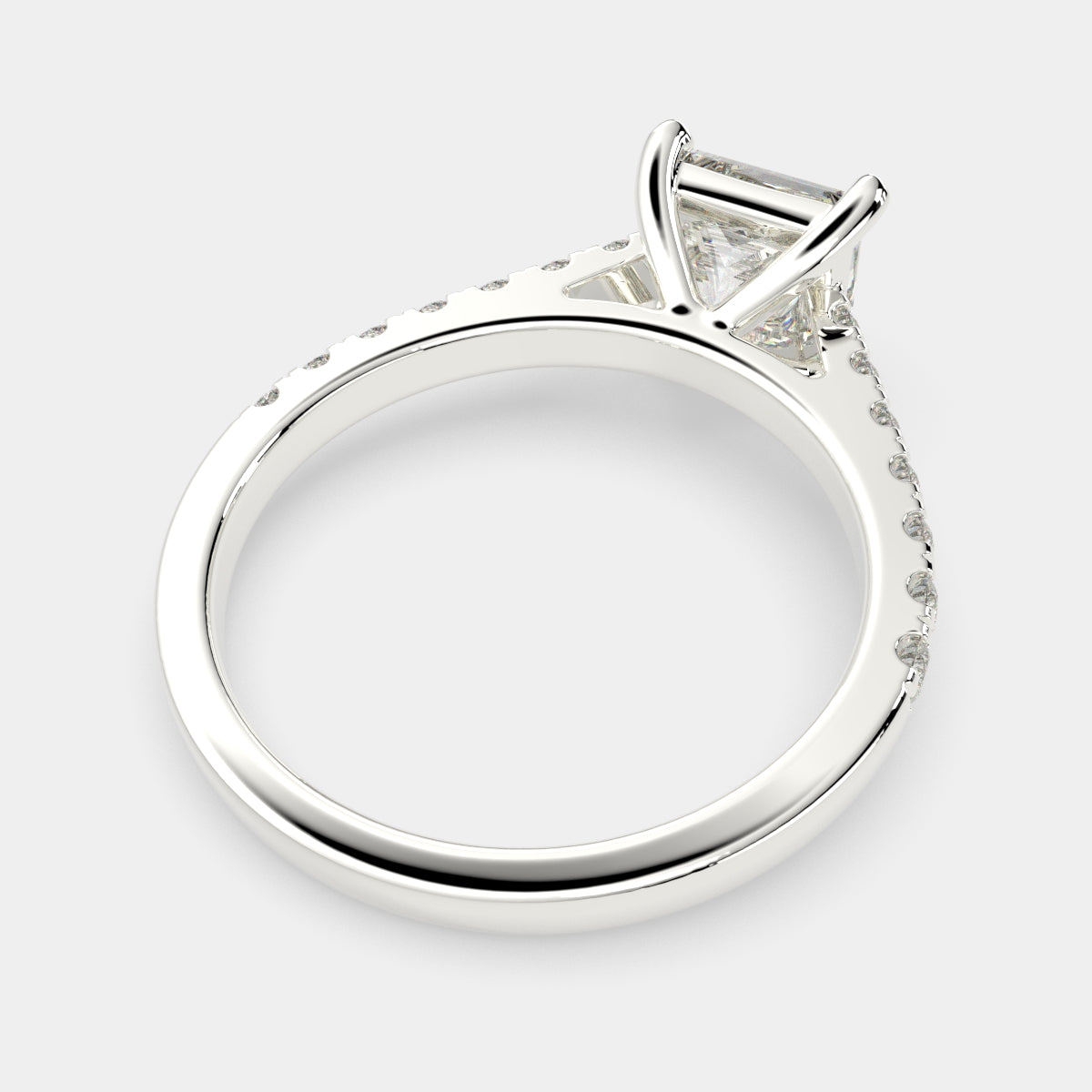 1.3 Carat VS1 D Lab Grown Diamond Pave Princess Ring