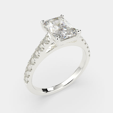 1.3 Carat VS1 D Lab Grown Diamond Pave Radiant Ring