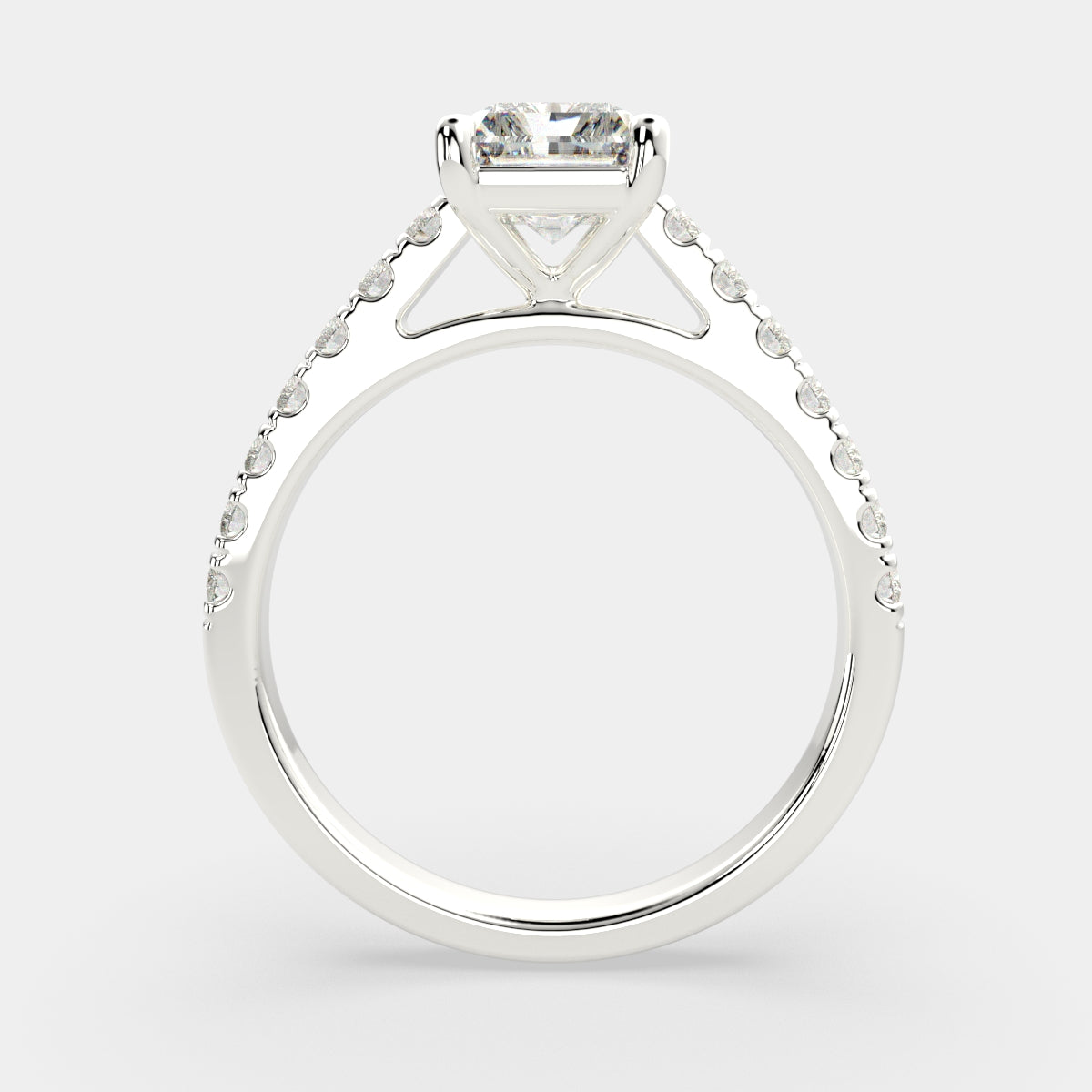 1.3 Carat VS1 D Lab Grown Diamond Pave Radiant Ring