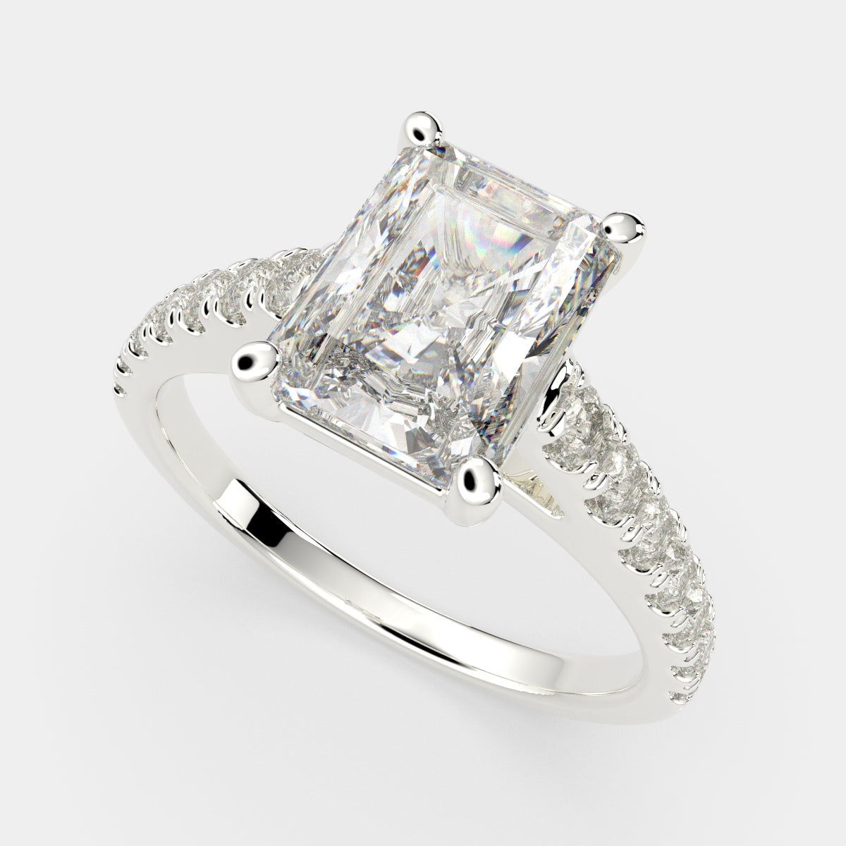 2.3 Carat VS1 D Lab Grown Diamond Pave Radiant Ring