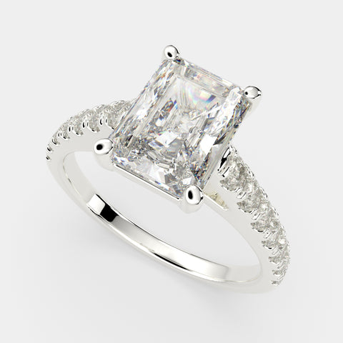 1.3 Carat VS1 D Lab Grown Diamond Pave Radiant Ring