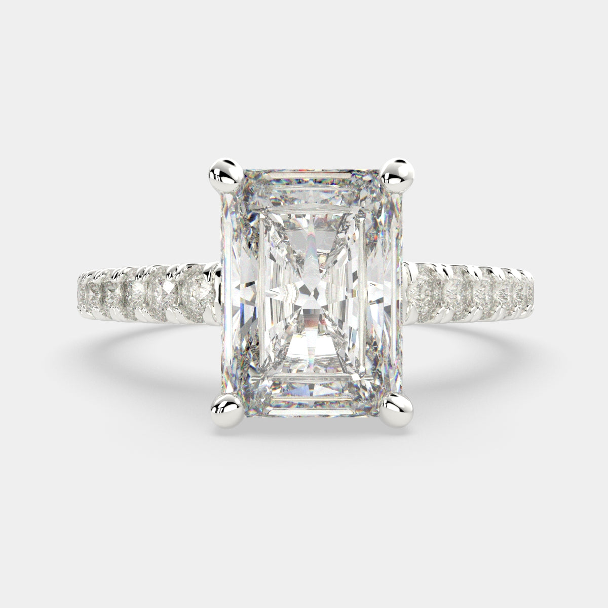 2.3 Carat VS1 D Lab Grown Diamond Pave Radiant Ring