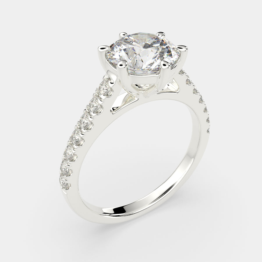 Karina 1.3 Carat Round Cut Pave 6 Prong Engagement Ring