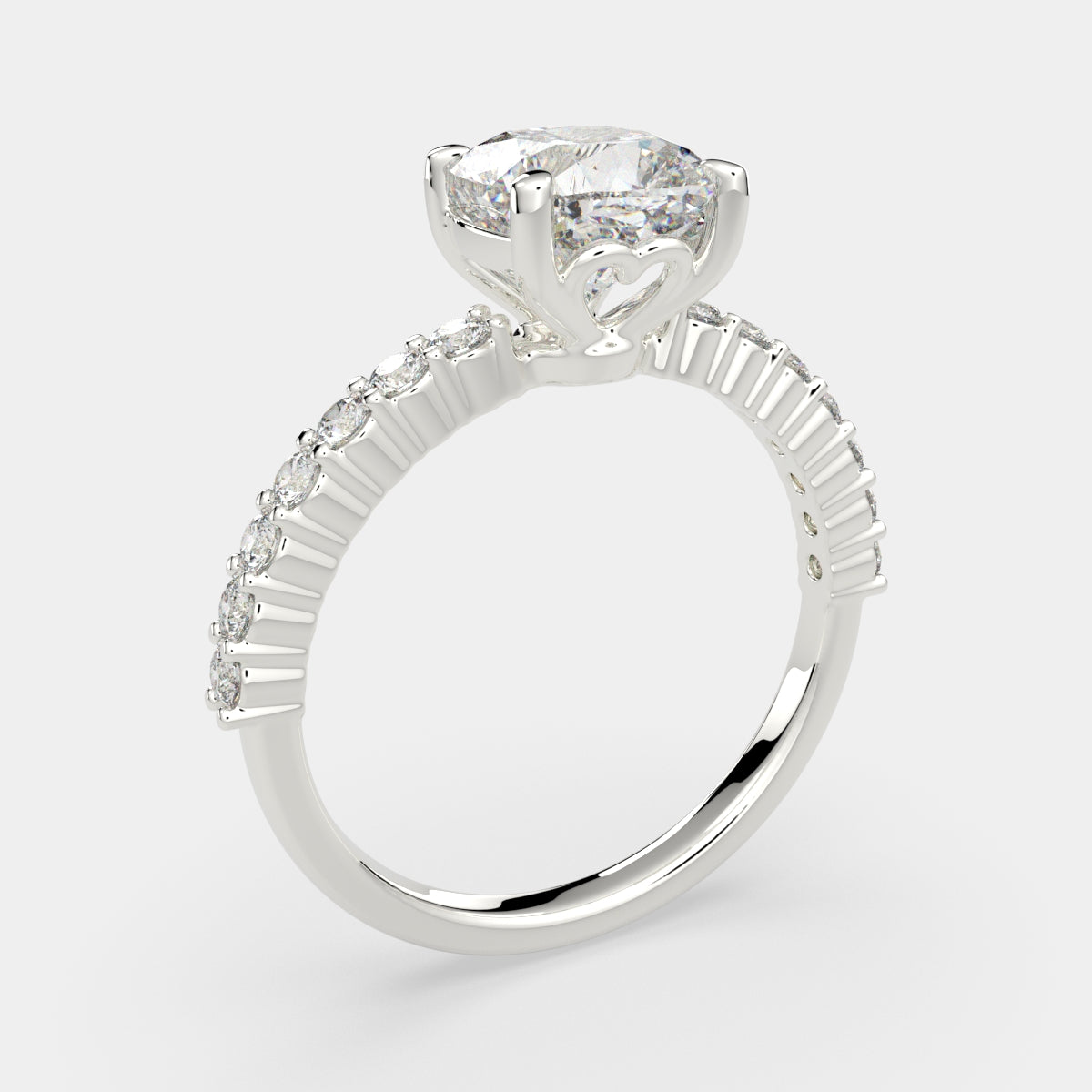 3.35 Carat VS1 D Lab Grown Diamond Side Stone Cushion Ring