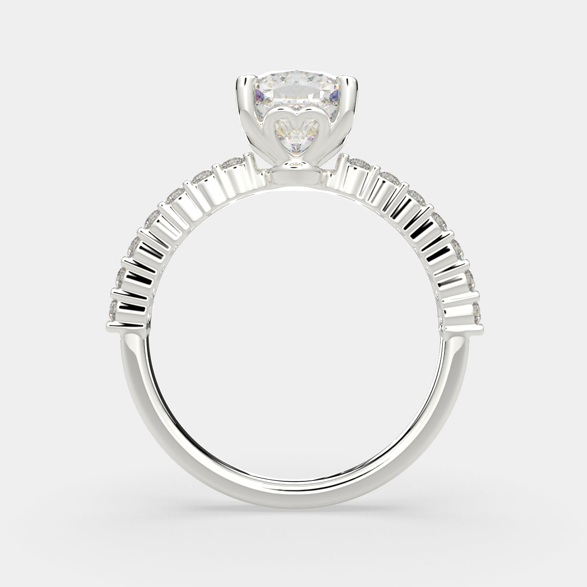 4.35 Carat VS1 D Lab Grown Diamond Side Stone Cushion Ring