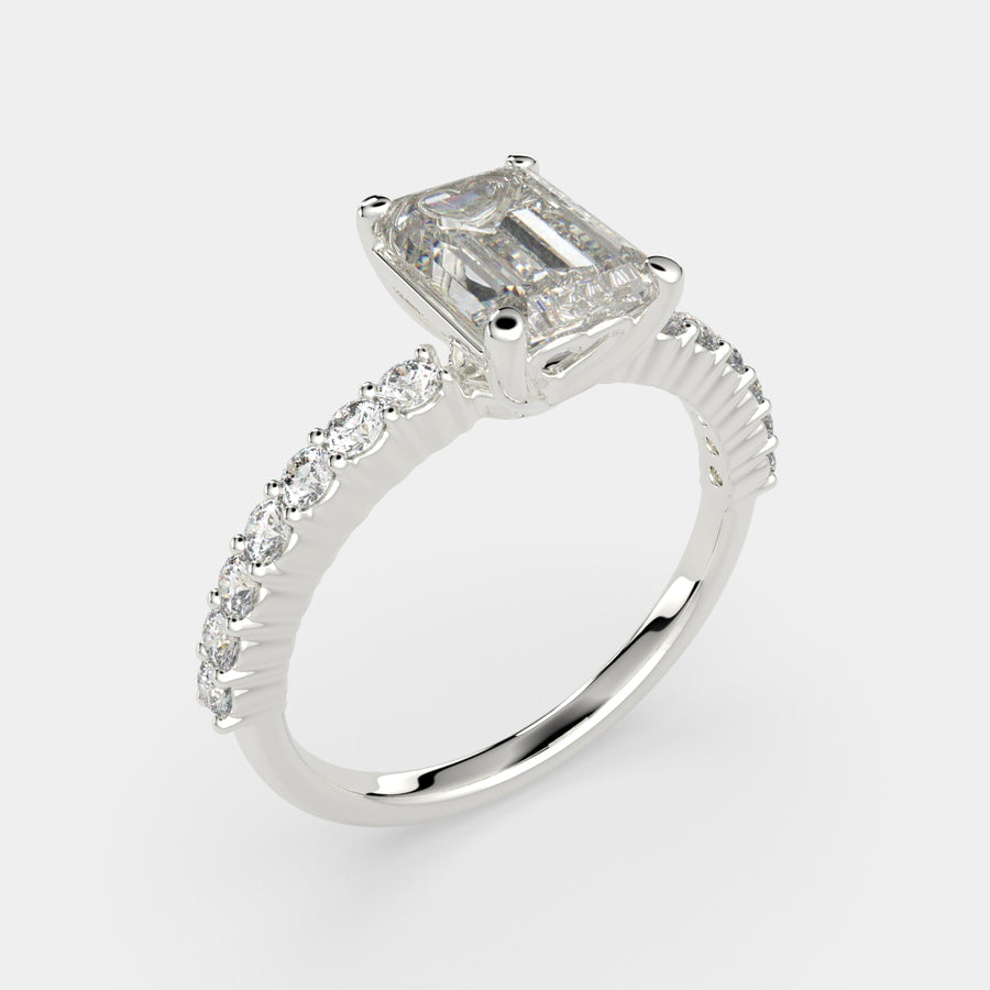Lavinia 3.35 Carat Emerald Cut Side Stone 4 Prong Engagement Ring
