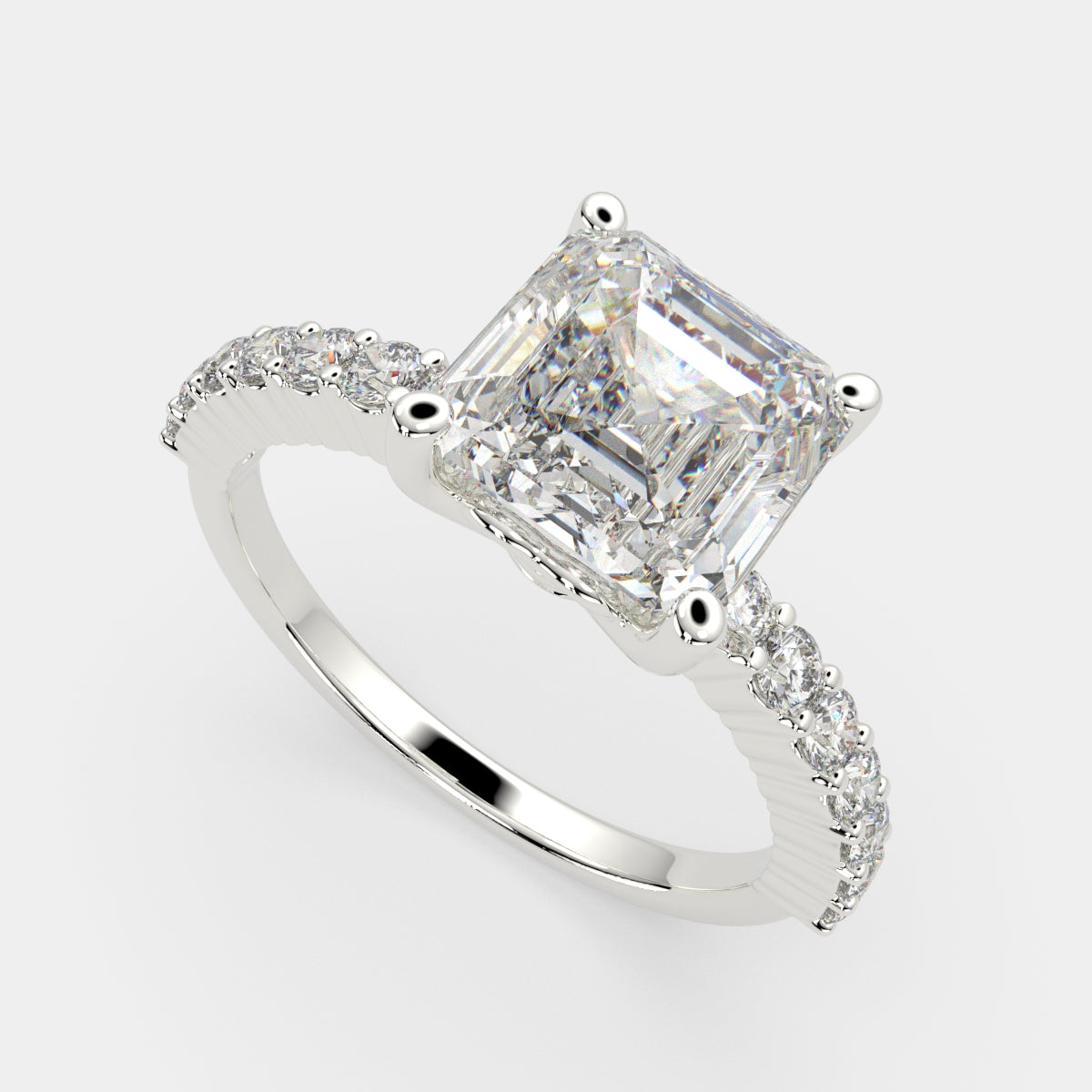 3.35 Carat VS1 D Lab Grown Diamond Side Stone Emerald Ring