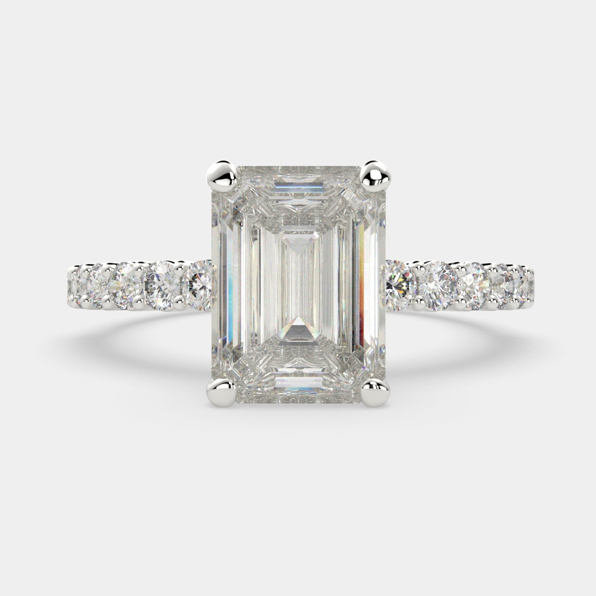 1.35 Carat VS1 D Lab Grown Diamond Side Stone Emerald Ring