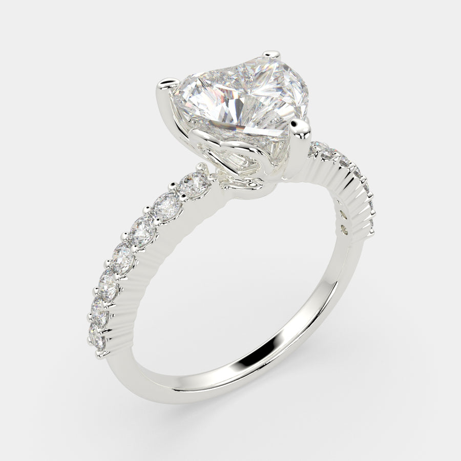 Lavinia 4.35 Carat Heart Cut Side Stone 4 Prong Engagement Ring