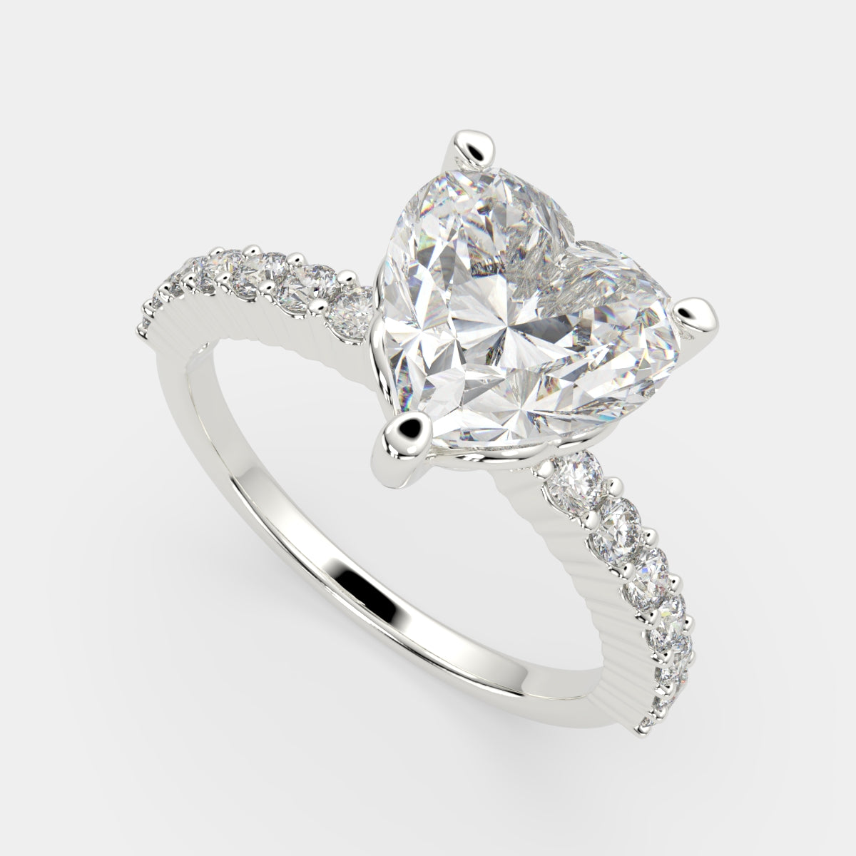 1.35 Carat VS1 D Lab Grown Diamond Side Stone Heart Ring
