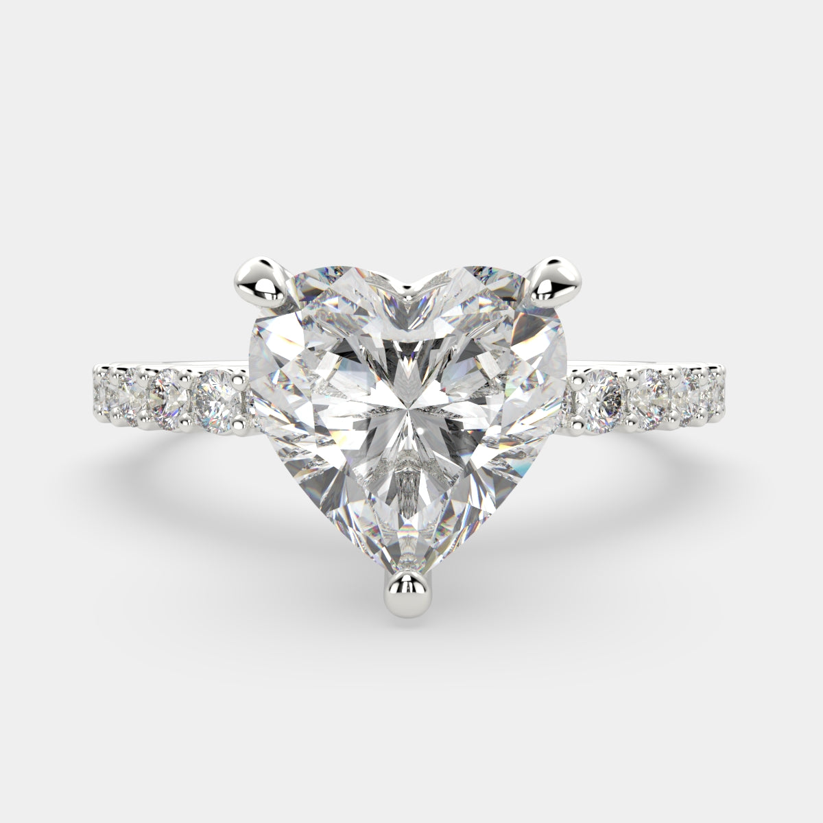 1.35 Carat VS1 D Lab Grown Diamond Side Stone Heart Ring