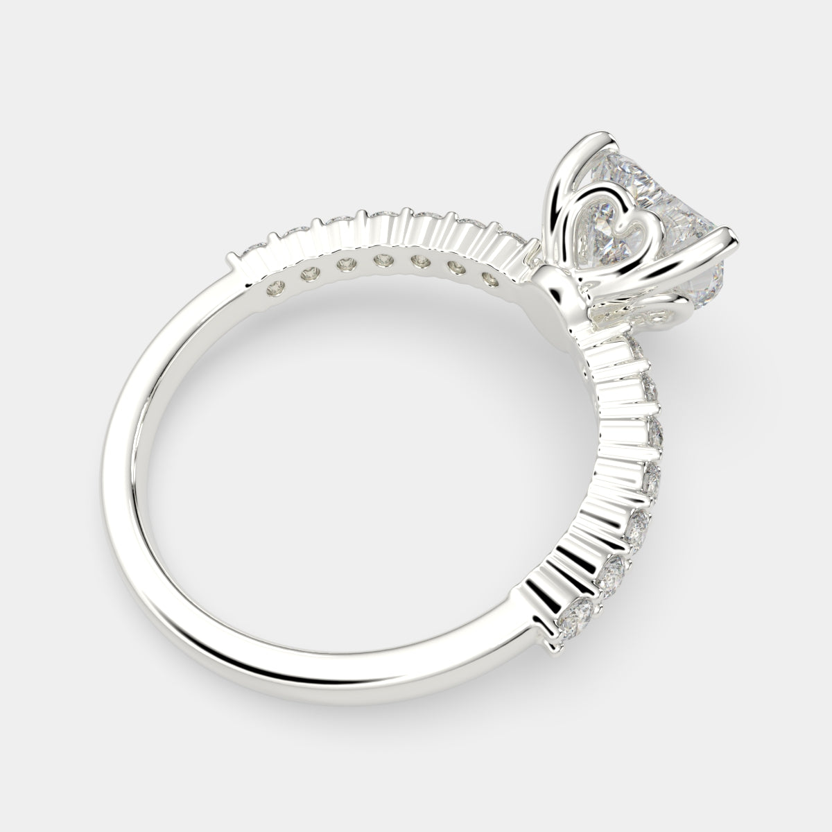3.35 Carat VS1 D Lab Grown Diamond Side Stone Heart Ring