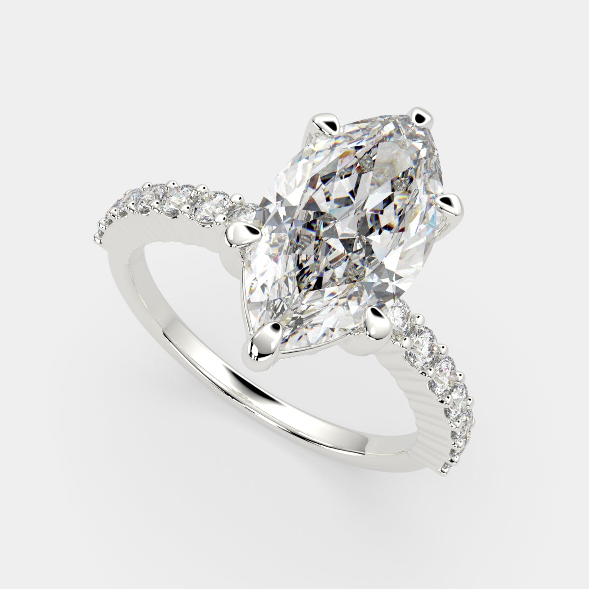 3.35 Carat VS1 D Lab Grown Diamond Side Stone Marquise Ring
