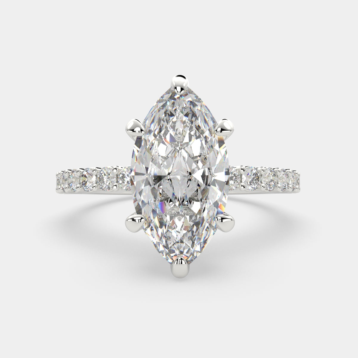 3.35 Carat VS1 D Lab Grown Diamond Side Stone Marquise Ring