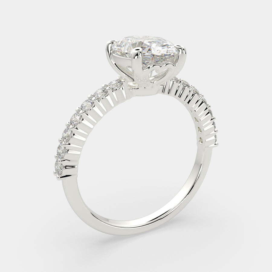 Lavinia 2.35 Carat Oval Cut Side Stone 4 Prong Engagement Ring
