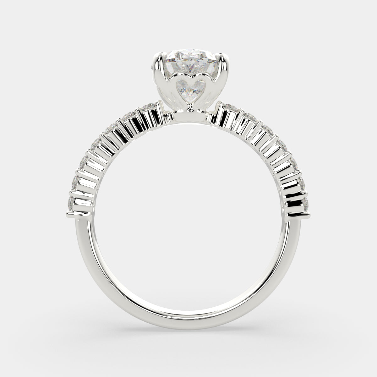 2.35 Carat VS1 D Lab Grown Diamond Side Stone Oval Ring