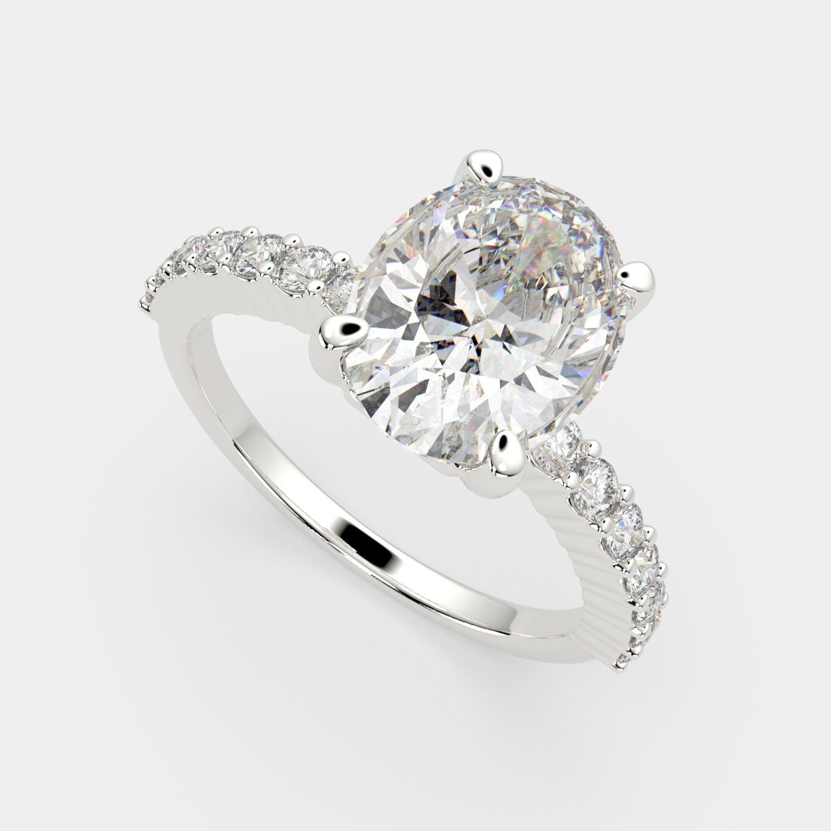 3.35 Carat VS1 D Lab Grown Diamond Side Stone Oval Ring