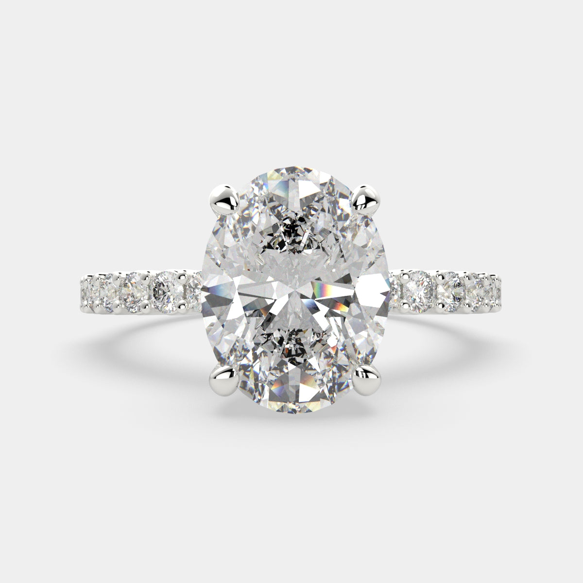 4.35 Carat VS1 D Lab Grown Diamond Side Stone Oval Ring