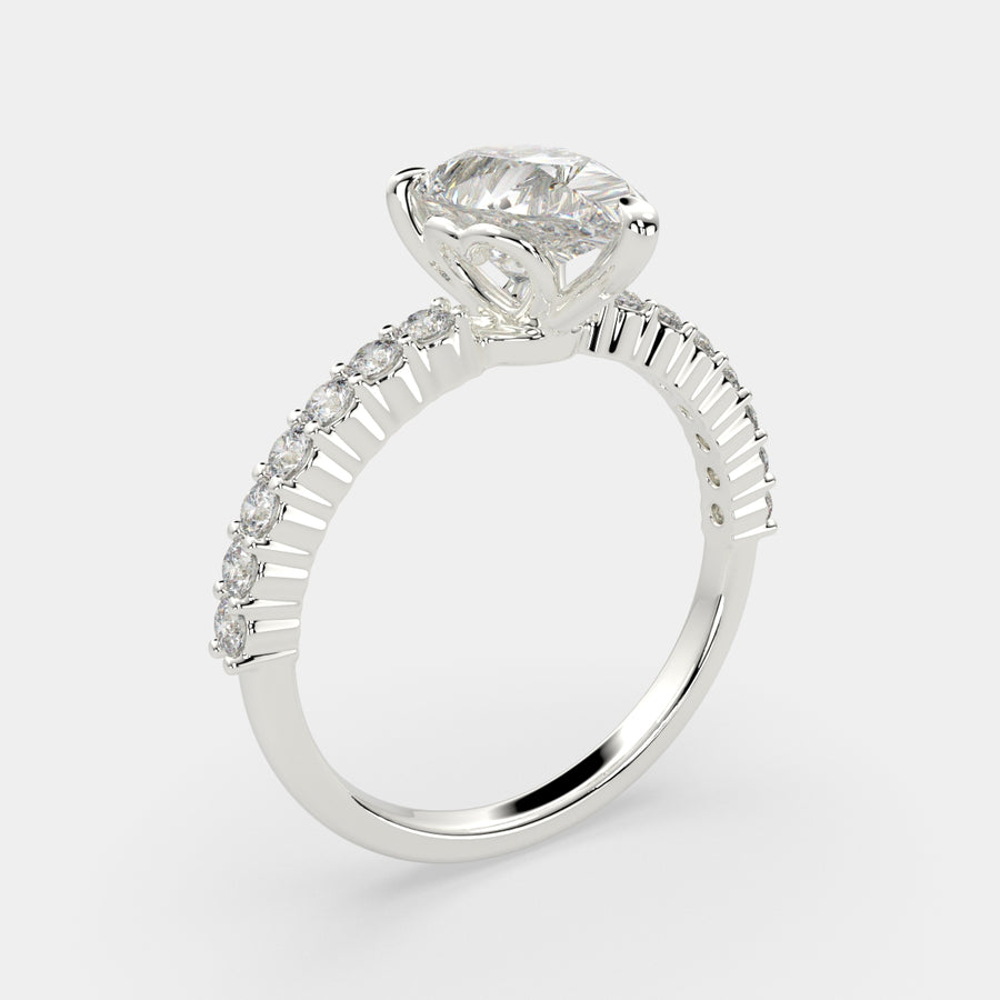 Lavinia 1.35 Carat Pear Cut Side Stone 4 Prong Engagement Ring