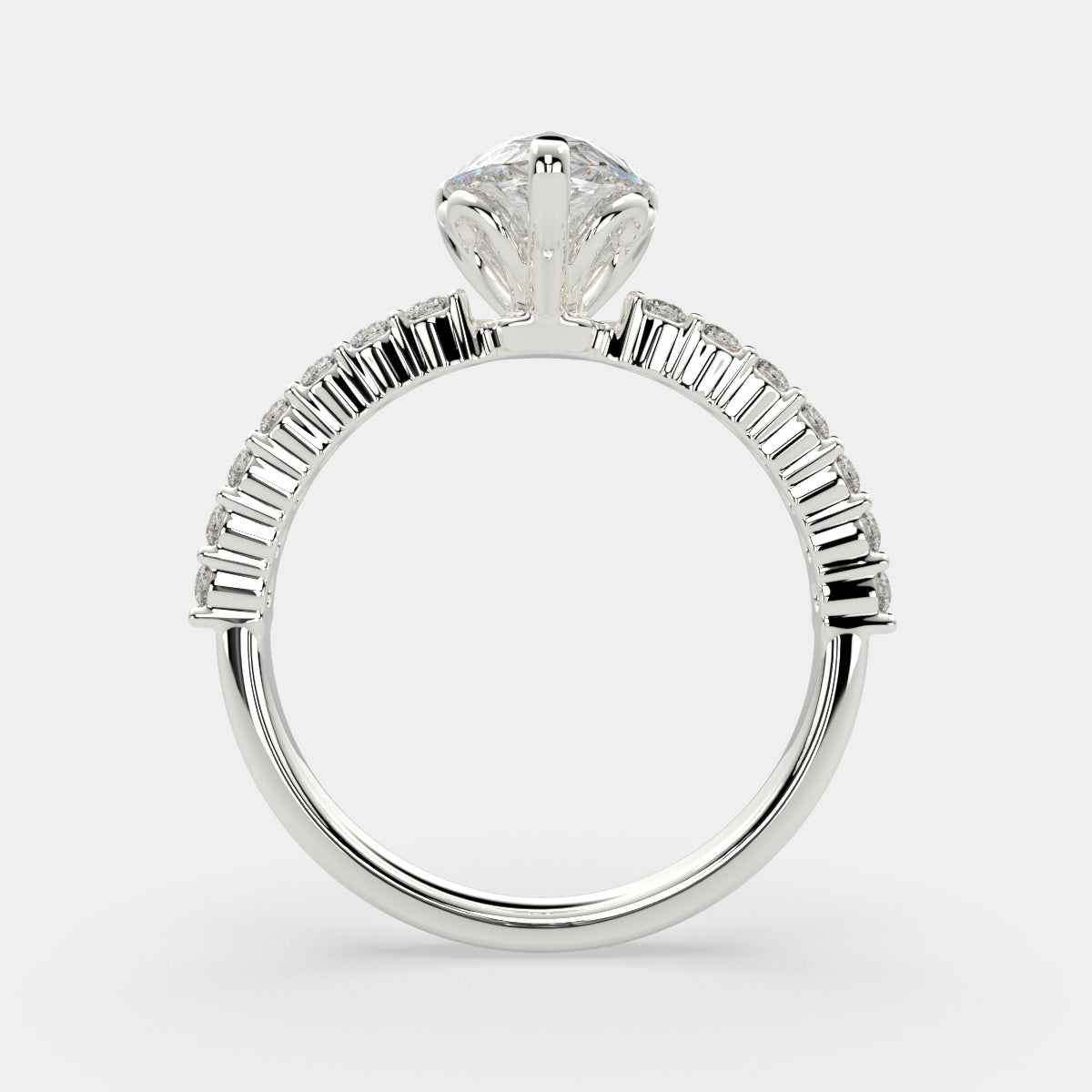 1.35 Carat VS1 D Lab Grown Diamond Side Stone Pear Ring