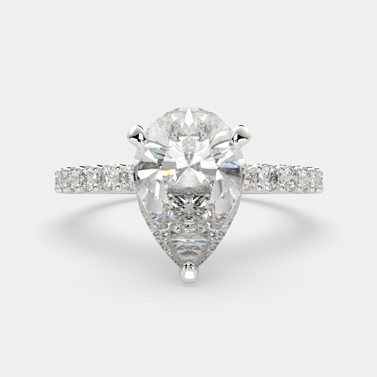 3.35 Carat VS1 D Lab Grown Diamond Side Stone Pear Ring