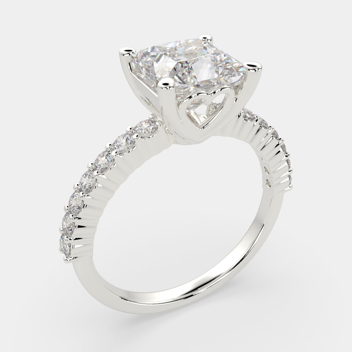 2.35 Carat VS1 D Lab Grown Diamond Side Stone Princess Ring
