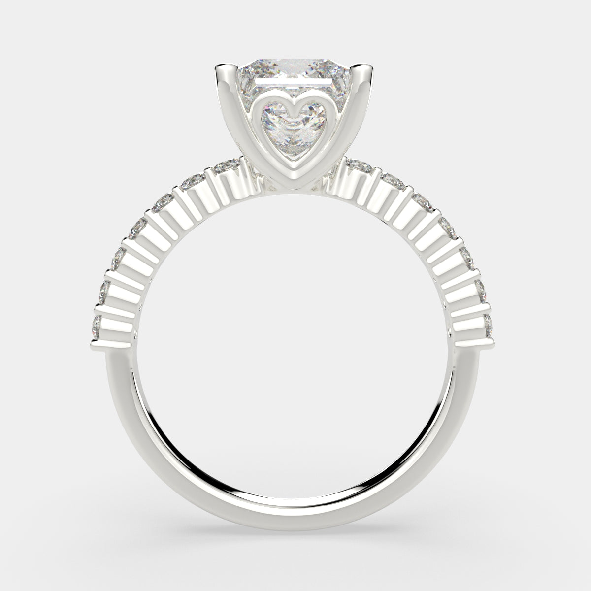 4.35 Carat VS1 D Lab Grown Diamond Side Stone Princess Ring