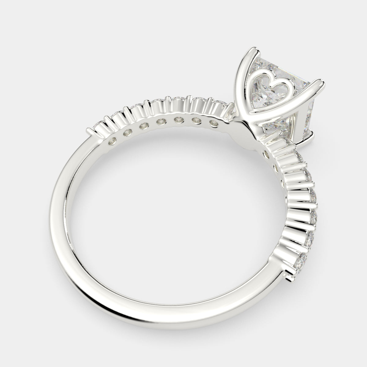3.35 Carat VS1 D Lab Grown Diamond Side Stone Princess Ring