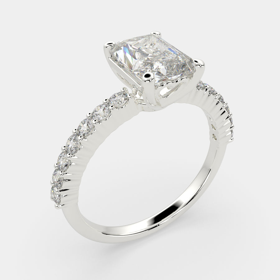 Lavinia 2.35 Carat Radiant Cut Side Stone 4 Prong Engagement Ring