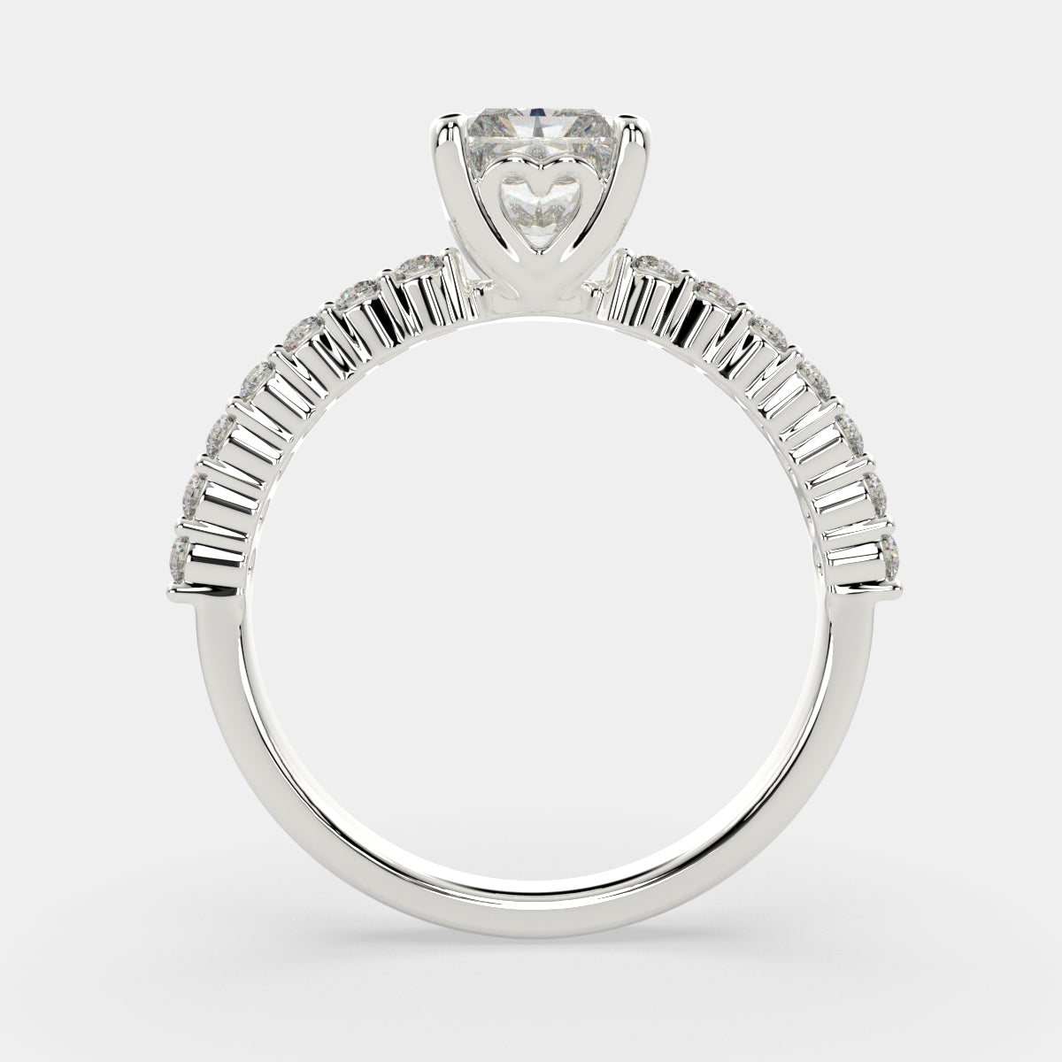 2.35 Carat VS1 D Lab Grown Diamond Side Stone Radiant Ring
