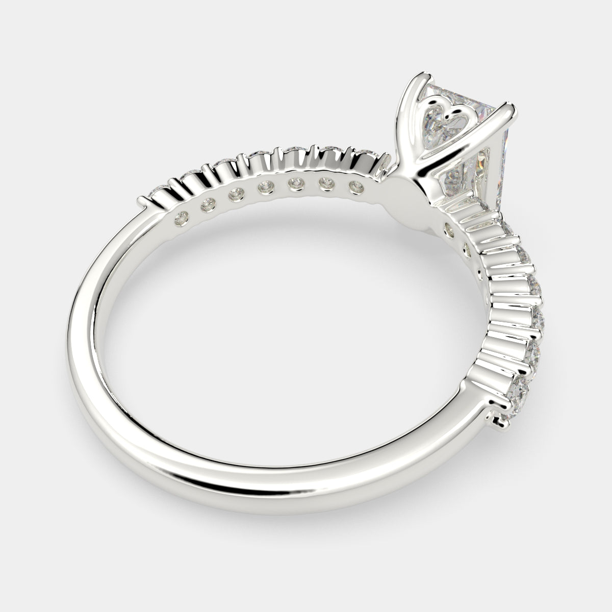 1.35 Carat VS1 D Lab Grown Diamond Side Stone Radiant Ring