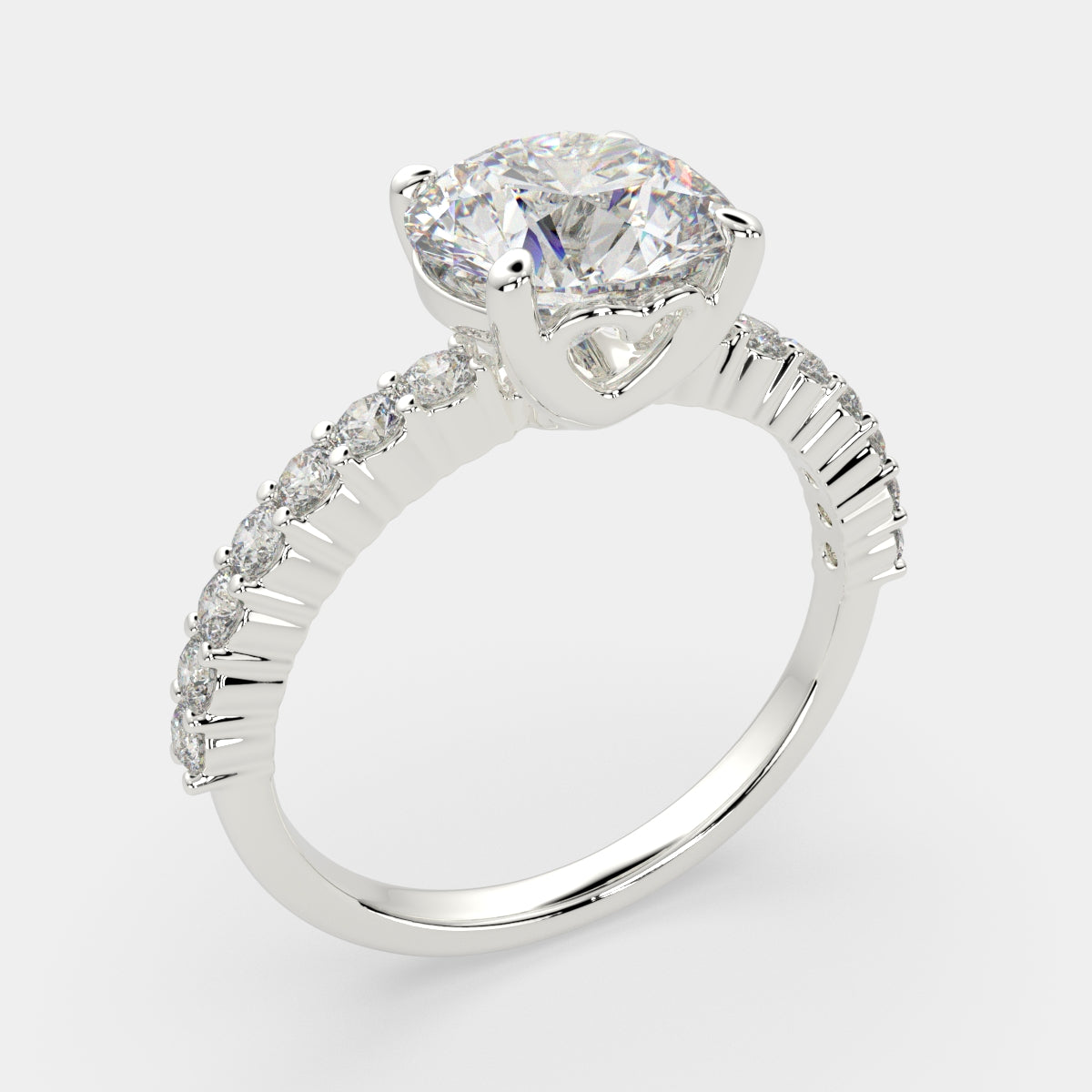 1.35 Carat VS1 D Lab Grown Diamond Side Stone Round Ring