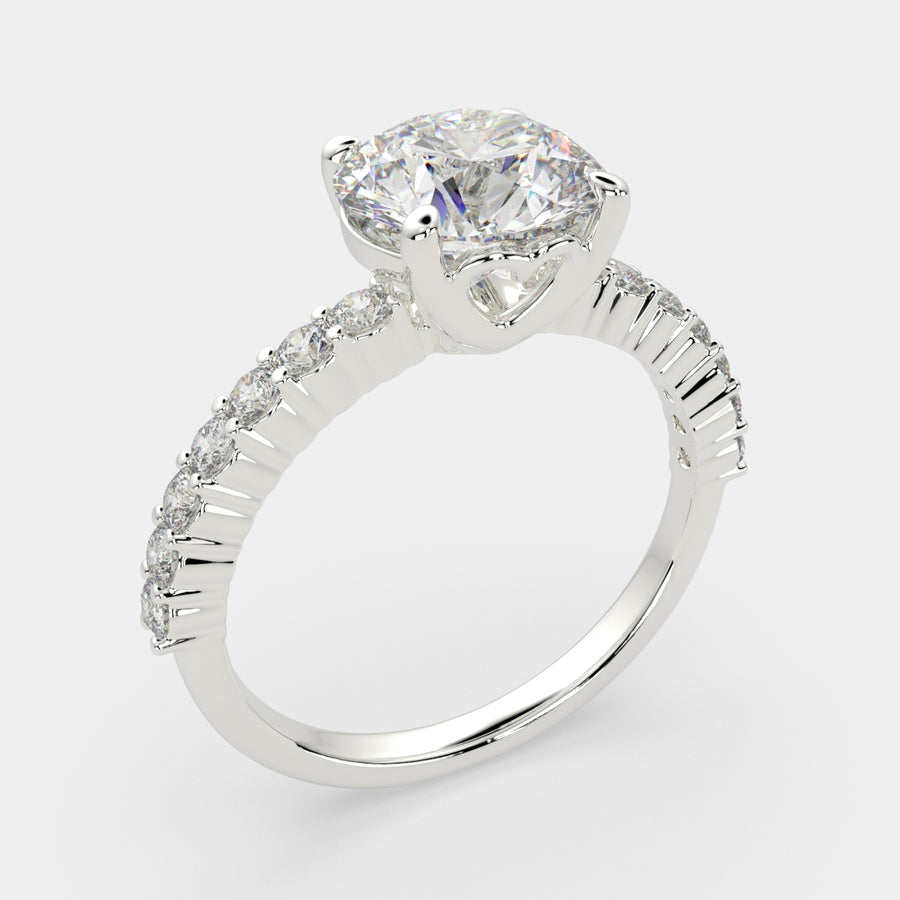 Lavinia 1.35 Carat Round Cut Side Stone 4 Prong Engagement Ring