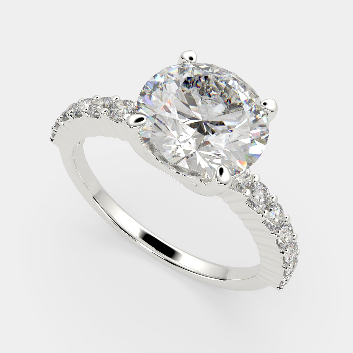 4.35 Carat VS1 D Lab Grown Diamond Side Stone Round Ring