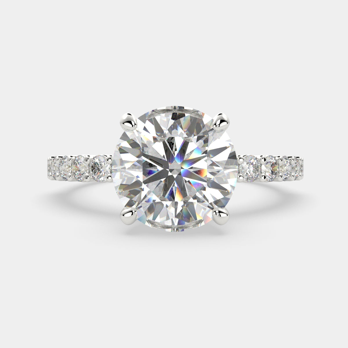 3.35 Carat VS1 D Lab Grown Diamond Side Stone Round Ring