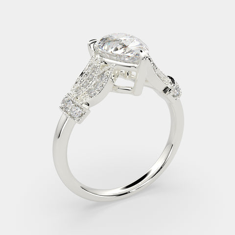 1.75 Carat VS1 D Lab Grown Diamond Pave Cushion Ring