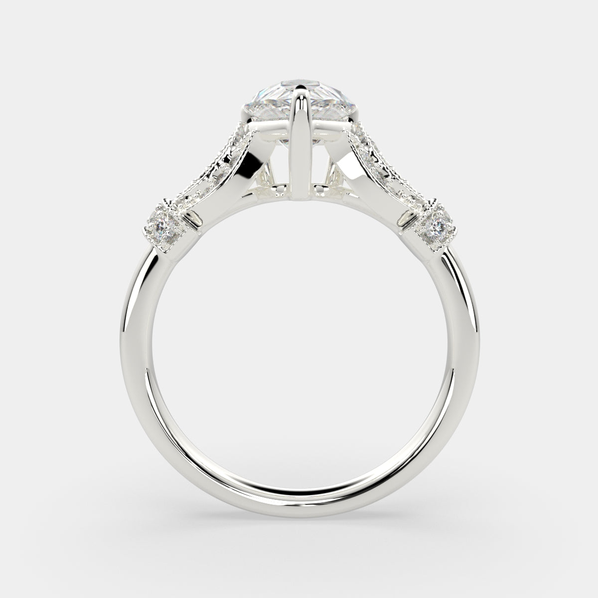 1.75 Carat VS1 D Lab Grown Diamond Pave Cushion Ring