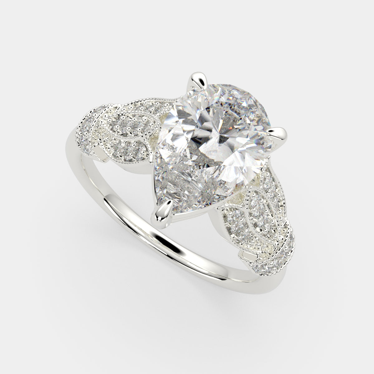 1.75 Carat VS1 D Lab Grown Diamond Pave Cushion Ring