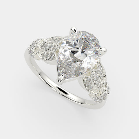 1.75 Carat VS1 D Lab Grown Diamond Pave Cushion Ring