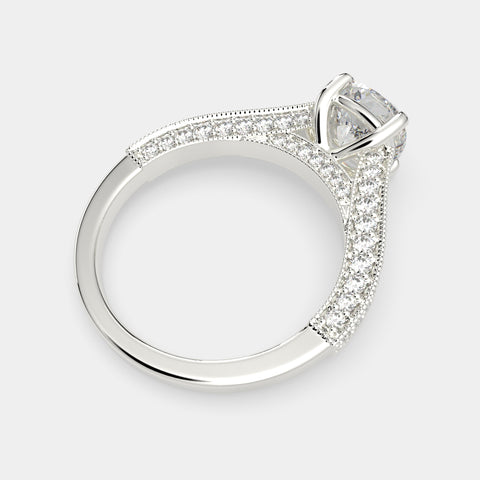 1.75 Carat VS1 D Lab Grown Diamond Pave Cushion Ring
