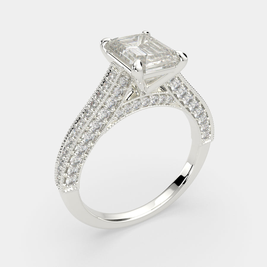 Martina 2.75 Carat Emerald Cut Pave Engagement Ring