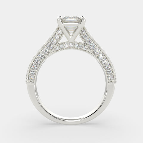 2.75 Carat VS1 D Lab Grown Diamond Pave Emerald Ring