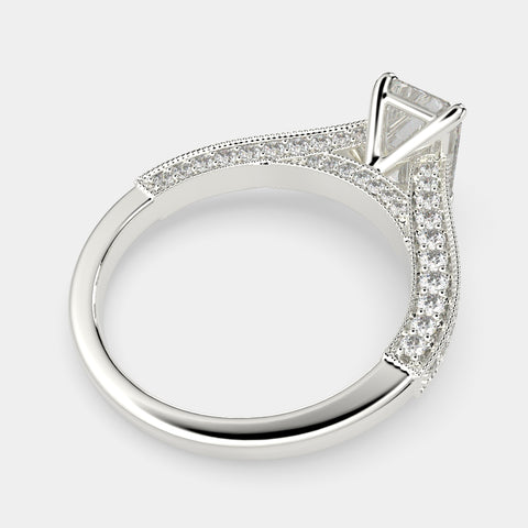 2.75 Carat VS1 D Lab Grown Diamond Pave Emerald Ring