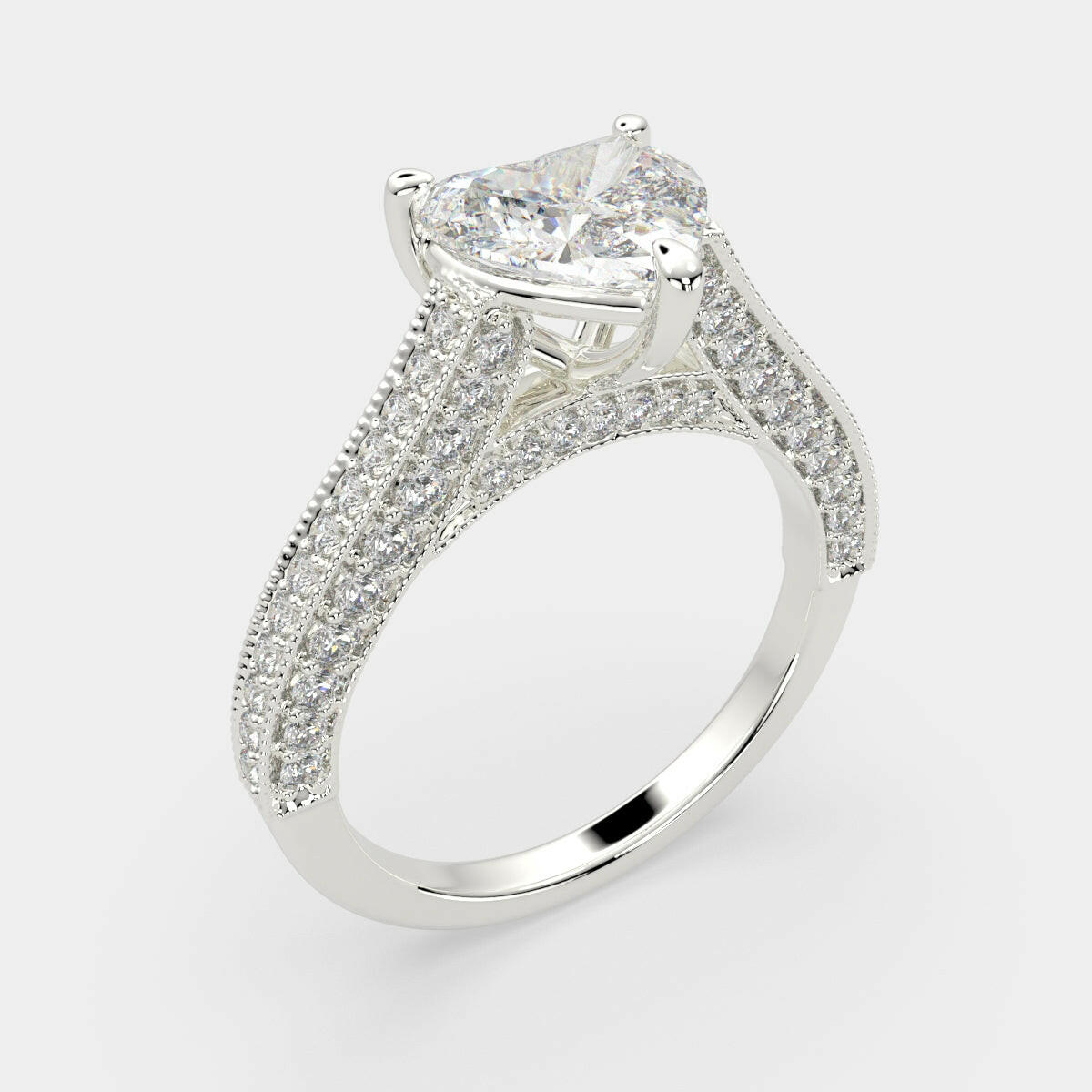 4.75 Carat VS1 D Lab Grown Diamond Pave Heart Ring