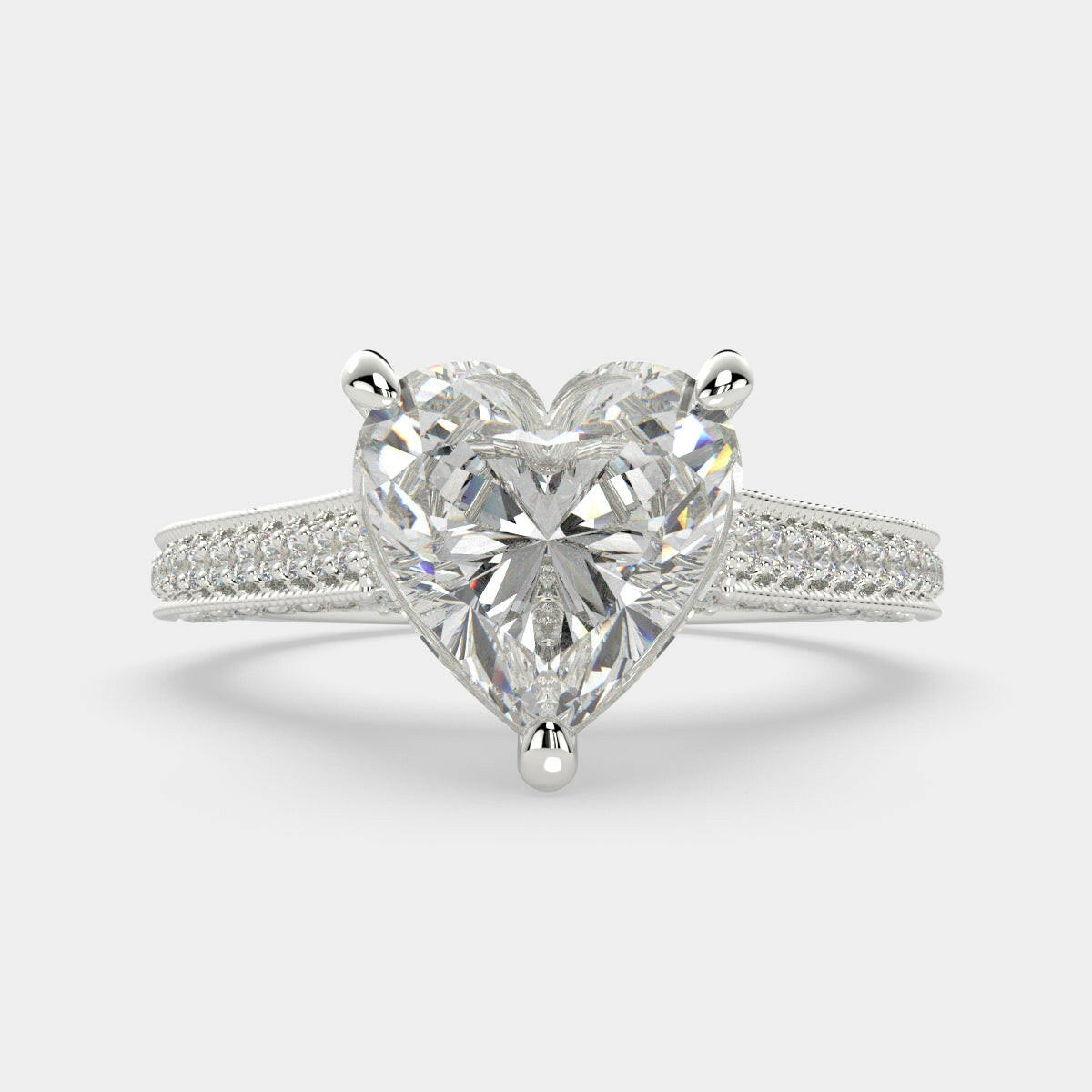 4.75 Carat VS1 D Lab Grown Diamond Pave Heart Ring