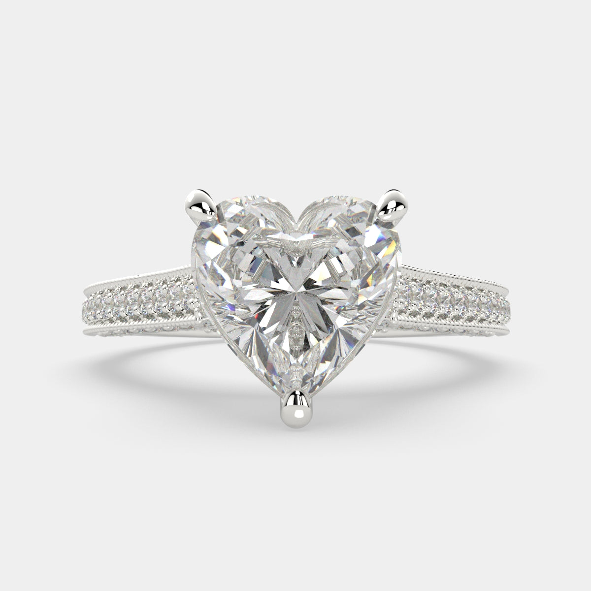 1.75 Carat VS1 D Lab Grown Diamond Pave Heart Ring