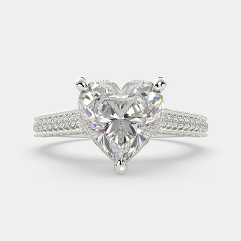 1.75 Carat VS1 D Lab Grown Diamond Pave Heart Ring