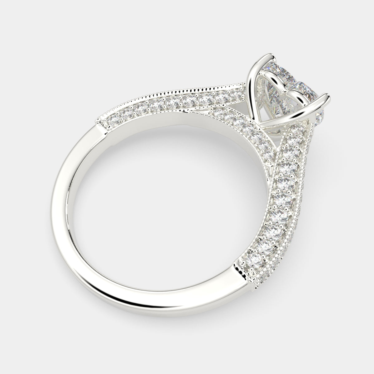 2.75 Carat VS1 D Lab Grown Diamond Pave Heart Ring
