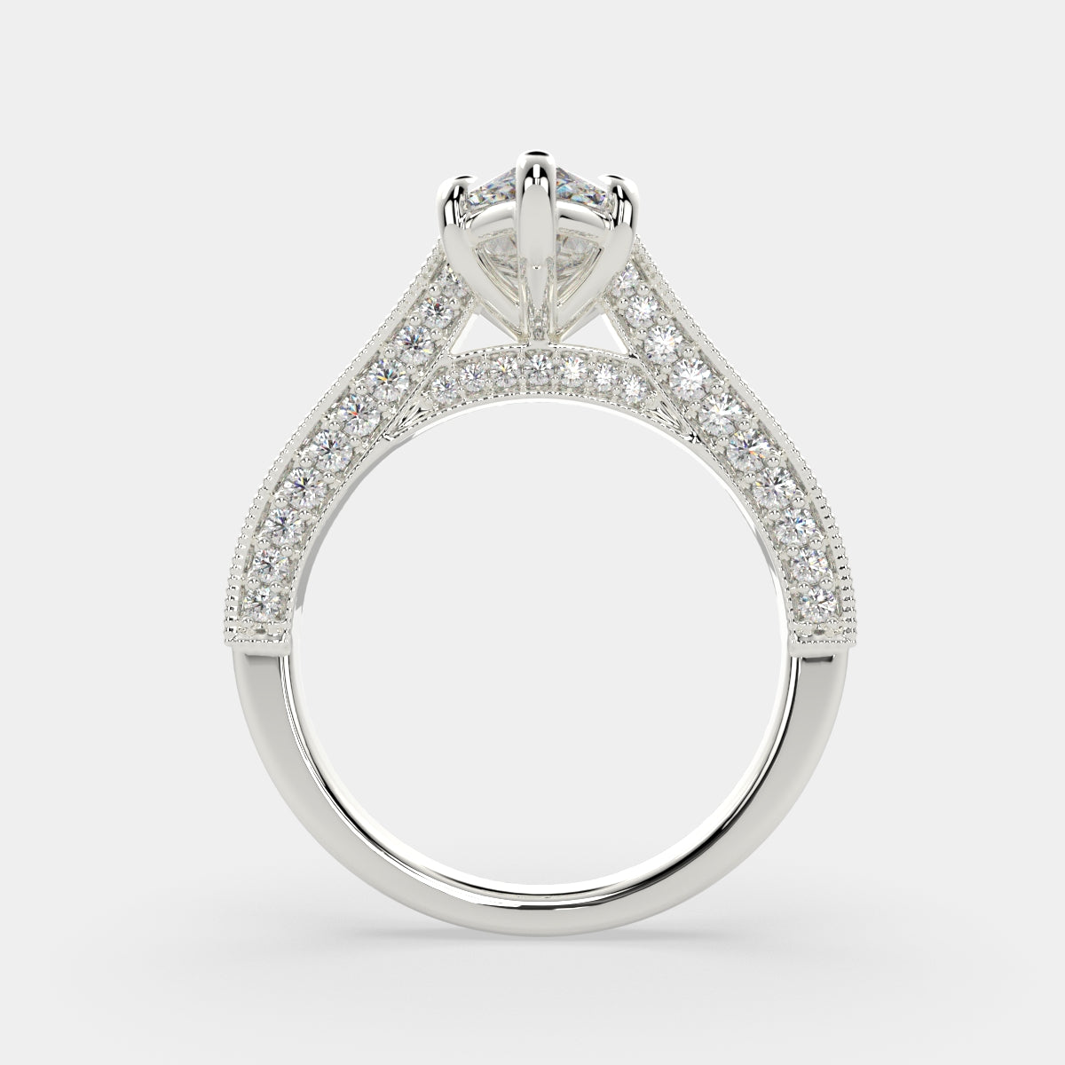 2.75 Carat VS1 D Lab Grown Diamond Pave Marquise Ring